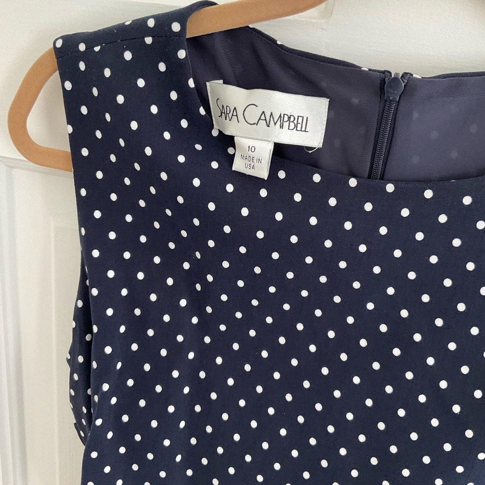 Sara Campbell Navy and White Polka Dot Dress